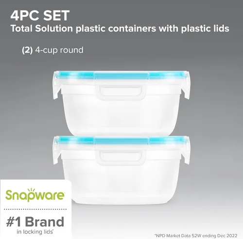 Vista 2 de Snapware Total Solution (Paquete de 2) Juego de Recipientes de Almacenamiento de Alimentos de Plástico, Tapas Herméticas y a Prueba de Fugas