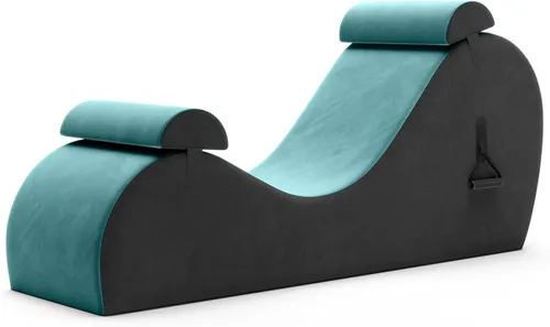 Vista 10 de Avana Chakra Yoga Chaise - 2 reposacabezas ajustables y asas con correas ajustables, micro terciopelo/microbucle, negro y gris