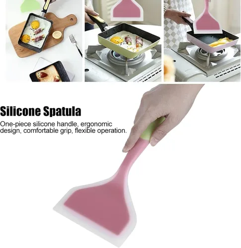 Vista 6 de Espátula ancha de silicona, antiadherente, resistente al calor, para panqueques, espátula para panqueques, espátula frita, espátula de peces