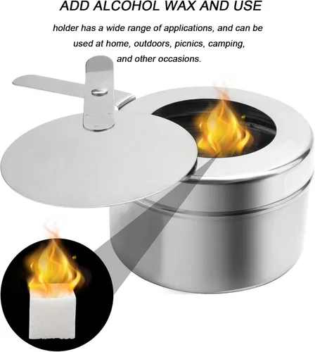 Vista 3 de MOUYAT 6 soportes de combustible para rozar con tapa, acero inoxidable para mechas de combustible, esterno, soporte de calor enlatado