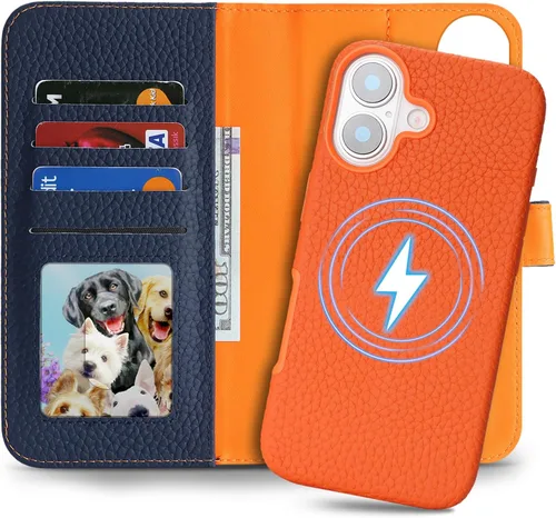 Vista 9 de Funda desmontable de cuero genuino para iPhone SE 2020/SE 2022/7/8, funda magnética 2 en 1 extraíble, soporte de carga Magsafe, funda protectora