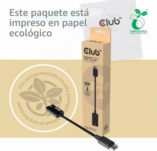 Vista 7 de Club 3D CAC-1080 DisplayPort 1.4 a HDMI 2.0b HDR Adaptador Activo M/F