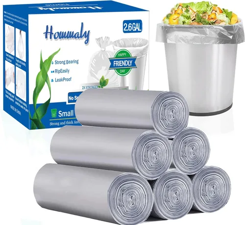 Vista 7 de Revestimientos para cubos de basura de 1.2 galones, 300 unidades, bolsas de basura grises pequeñas, bolsa de basura extra fuerte de 1.2 galones, se