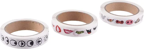 Vista 2 de Pegatinas autoadhesivas de dibujos animados para ojos, nariz y 3 rollos