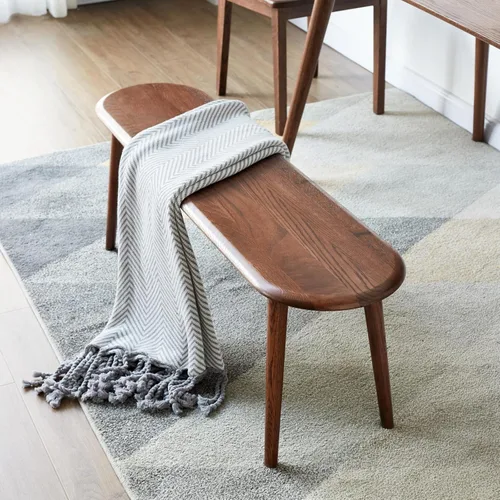 Vista 8 de Banco de comedor 100% madera maciza de 47.2'', banco largo de madera de roble para mesa de comedor, pie de cama, entrada, pasillo, respaldo de sofá