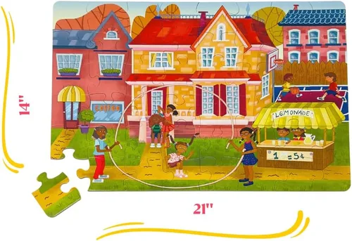 Vista 4 de Upbounders - Fun Outside - Rompecabezas de piso de 48 piezas, rompecabezas multicultural para principiantes con niños afroamericanos, niños y niñas