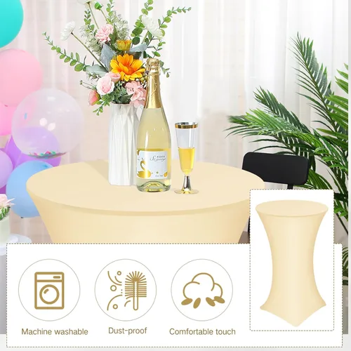 Vista 4 de Tegeme Paquete de 8 manteles redondos de elastano de 32 x 43 pulgadas, mantel cuadrado elástico ajustable para mesa, boda, pub, bar, banquete