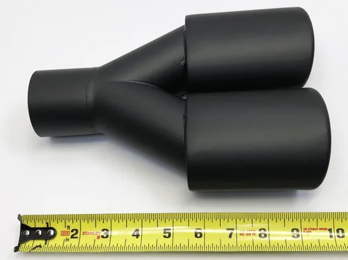 Vista 2 de Punta de escape 2.25 Entrada Dual 3.00 Oval X 2.50 High Outlets 9.75 Long Resonated Matte Black 304 Stainless WDOR30250975-225-MBK-SS Punta