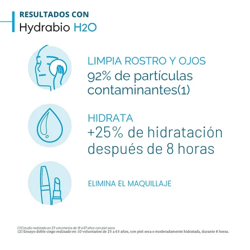 Vista 4 de Bioderma - Agua micelar Hydrabio H2O - Limpiador facial y desmaquillante - Agua limpiadora micelar para pieles sensibles deshidratadas