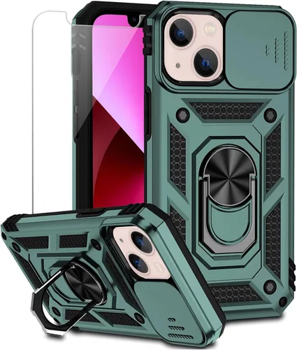 Vista 11 de Funda para iPhone 13 con cubierta para lente de cámara, protector de pantalla HD, doble capa [protección contra caídas de grado militar de 15 pies]