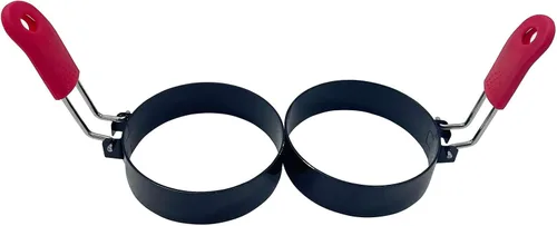 Vista 8 de 2 anillos de huevo, molde redondo de acero inoxidable de 3 pulgadas para magdalenas inglesas, molde antiadherente para panqueques con cepillo