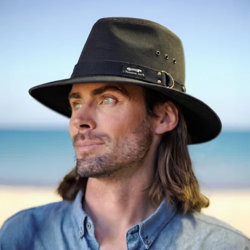Vista 2 de Panama Jack - Sombrero de sol de lona original para hombre, safari, 2 1/2" de ala, protección solar UPF (SPF) 50+ Negro
