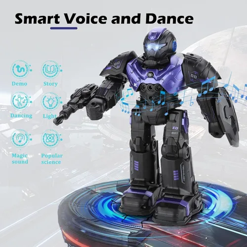 Vista 4 de Robot de juguete RC para niños de 3, 4, 5, 6, 7, 8, robot programable inteligente con detección de gestos, robot de control remoto para niños