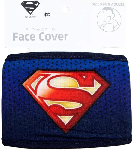 Vista 2 de Máscara facial de tela Bioworld, estampado de logotipo de Superman, algodón/poliéster/elastano, adulto