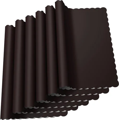 Vista 2 de Manteles de papel desechables con bordes ondulados (100, Negro) Disposable paper placemats, scalloped-edge design, black, 100 count, quick table