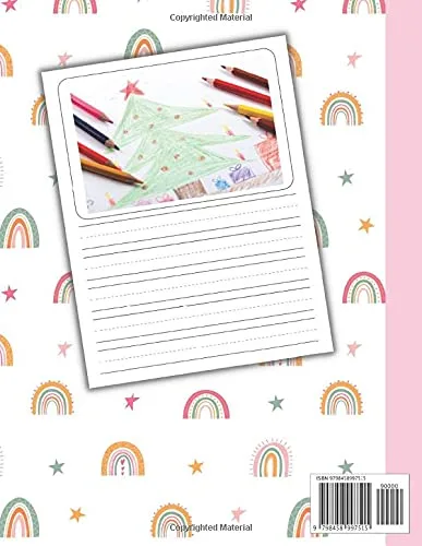 Vista 2 de Primary Composition Notebook Rainbow Notebook - Grades K-2, Half Picture Space and Half Skip Line Spacing with Dotted Midline