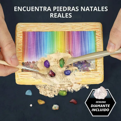 Vista 2 de Kit de excavación de piedras de nacimiento National Geographic - Kit de ciencia con 12 piedras de nacimiento genuinas, incluye un diamante real