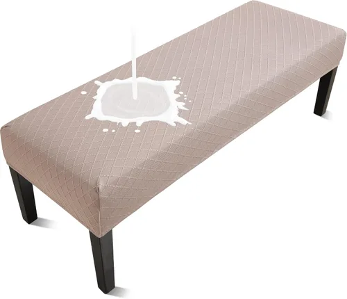 Vista 17 de Fuloon - Funda impermeable para banco de comedor, funda extraíble para banco lavable, protector de asiento para banco para sala de estar, Beige