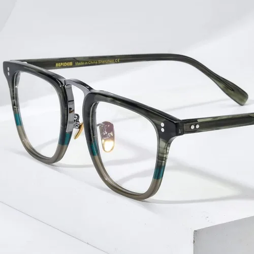 Vista 10 de HEPIDEM Marco de gafas de acetato para mujer, gafas cuadradas vintage para hombre, gafas ópticas