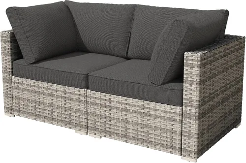 Vista 66 de HOOOWOOO Patio Sectional Furniture Set,2 Piece Couch Set with 2 Matching Armless Chairs(Beige)