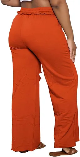 Vista 5 de PINSV Pantalones de pierna ancha para mujer, con cordón, holgados, casuales