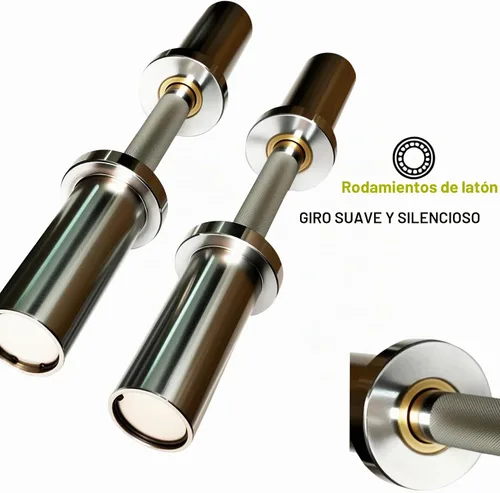 Vista 2 de qibylift - Juego de 2 mancuernas olímpicas Barras de mancuernas cargables, para placas de peso de 2 pulgadas, barra cromada de 16 pulgadas