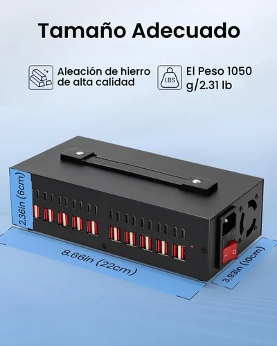 Vista 8 de Estación de carga USB~c de 300W, bloque de cargador USB de 40 puertos (20 USB A y 20 USB~C), estación de carga rápida para múltiples dispositivos