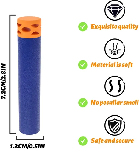 Vista 2 de EKIND 200 balas de espuma suave con punta de 2.8 pulgadas para pistolas Nerf N Strike, Azul