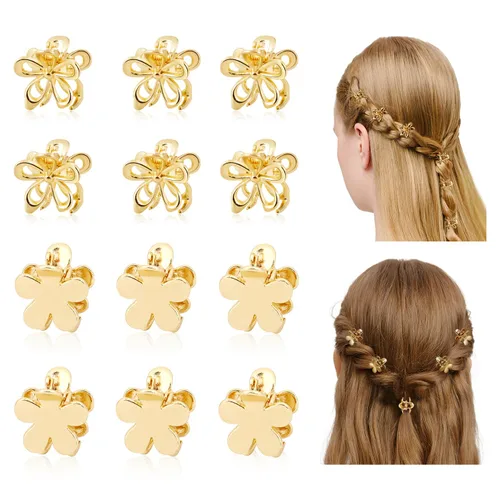 Vista 9 de CWJCYTNSN 16 unidades de pequeñas pinzas para el cabello para mujeres y niñas, mini pinzas de flores de cristal, pinzas de metal lindas de 0.8