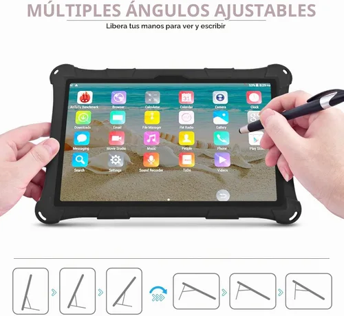 Vista 5 de DETUOSI Funda de silicona para tablet VASTKING KingPad K10 Pro, con lápiz stylus y correa para el hombro, funda protectora suave multiángulo