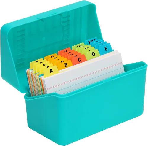 Vista 8 de H4D Tarjetero de índice de 3 x 5 con 100 tarjetas de índice a rayas pesadas y 25 divisores de plástico, color negro 3x5 Inch Plastic Box