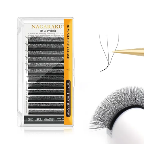 Vista 281 de NAGARAKU Extensiones de pestañas prefabricadas en abanico 3D W 0.05 C 0.315 0.05-C 3D W