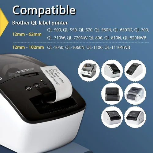 Vista 3 de BETCKEY Repuesto para etiquetas continuas Brother DK-2205 de 2.4 pulgadas x Juego completo de 10 rollos