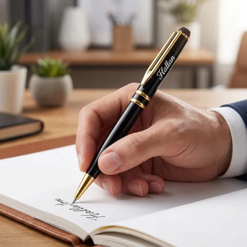 Vista 2 de Ancolo Bolígrafos de Promoción Personalizados - Regalo Publicitario de Negocios Juego de Escritura de Oficina - Grabado con Tu Mensaje Nombre