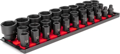 Vista 7 de TEKTON Juego de llaves de vaso de impacto profundo de 6 puntos con rieles de 1/2 pulgada, 31 piezas (8-38 mm) SID92105