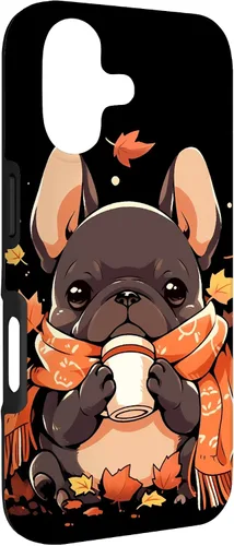 Vista 3 de French Bulldog Fall Autumn Pumpkin Spice Latte Frenchie Dog Case for iPhone 17