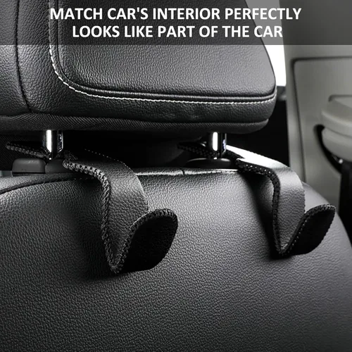 Vista 2 de Gancho para bolso de automóvil, reposacabezas de asiento trasero, perchas de cuero auténtico, accesorio organizador de vehículos duradero