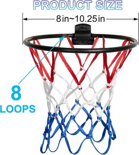 Vista 2 de LAO XUE 2 Pack Mini Basketball Net Replacement,8 Loops Indoor Outdoor Nets,Suitable for Doors and Walls