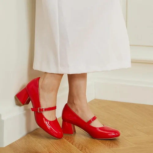 Vista 4 de Trary Mary Jane Shoes Women, Chunky Mary Janes Heels for Women Shoes Dressy Casual, Dress Shoes for Women Block Heels Closed Toe Mary Jane Pumps