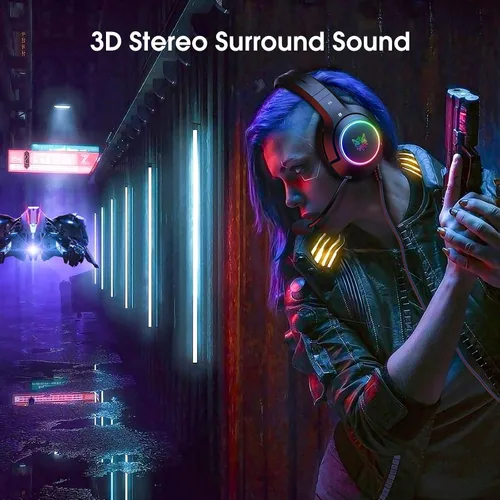 Vista 7 de Ajsaki Actualizado 2022 Auriculares para juegos K9 auriculares para juegos con luces LED RGB cancelación de ruido auriculares estéreo PS Vita