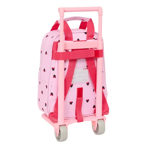 Vista 3 de Mochila Escolar con Ruedas Minnie Mouse Naive Rosa 20 x 28 x 8 cm