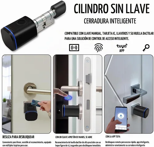 Vista 3 de Cerraduras de puerta inteligentes Huella dactilar IC Tarjeta clave Aplicación de teléfono celular Cerraduras electrónicas inteligentes para el hogar