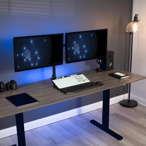 Vista 7 de VIVO DESK-WB16D - Pizarra blanca de escritorio de cristal de 16 x 7 pulgadas con ranura para marcador y almacenamiento abierto, superficie blanca