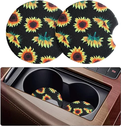 Vista 19 de Posavasos absorbentes para automóvil para bebidas, paquete de 2 bonitos portavasos para mujeres con agarre en la punta de los dedos, accesorios