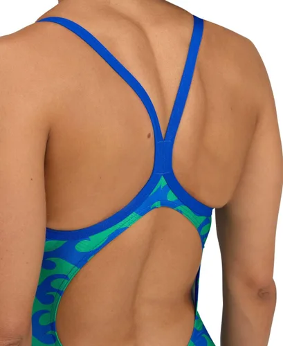 Vista 3 de ARENA Performance Ride The Wave - Traje de baño de una pieza para mujer con espalda descendente ligera MaxLife
