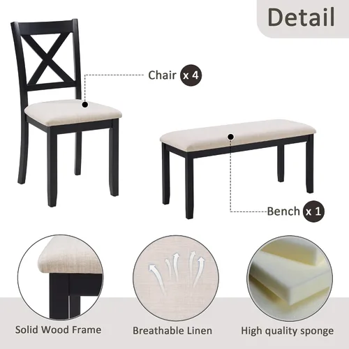 Vista 6 de Harper & Bright Designs Juego de mesa de comedor de 6 piezas con sillas