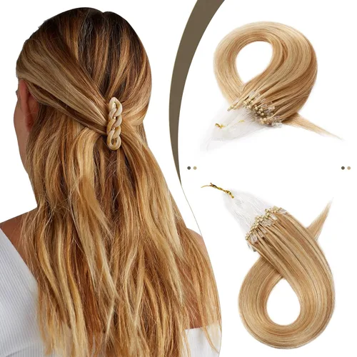 Vista 15 de SEGO Extensiones de cabello humano con micro cuentas, extensiones de cabello humano con micro bucle, lacio, natural, fusión fría, 1.76 oz/paquete