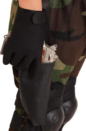 Vista 9 de Disfraz militar de calavera para niño, disfraz de soldado de calavera para niños, Negro