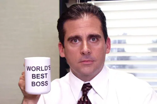 Vista 2 de Taza "World's Best Boss", Taza de Café The Office de 11 oz, Taza de Cerámica de 11 oz, Idea Divertida y Única, Regalos para Oficina, Jefes y Jefas