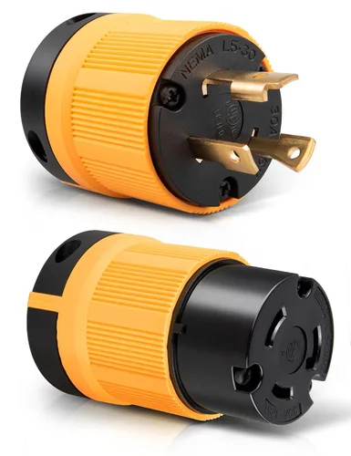 Vista 9 de MECMO 30A 125V NEMA L5-30P - Enchufe de bloqueo para generador, 3 clavijas Twist Lock RV Marine Generator Macho, 30 amperios, 125 voltios, 2 polos